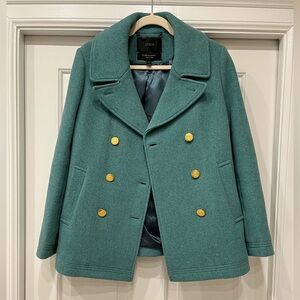 J Crew Majesty Peacoat, size 8, Heather Turquoise